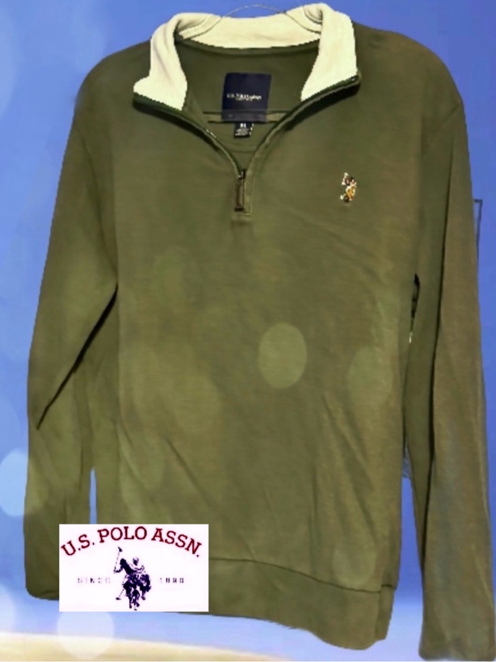 U.S. Polo Assn. Men's Olive Quarter-Zip Pullover